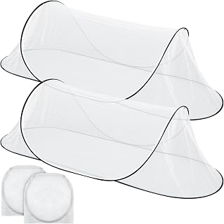 Vincreem 2 Pack Large Pop-Up Mosquito Tent Net - Portable Foldable Bug Protection for Bed Camping Outdoor 78x31x22 Inch White