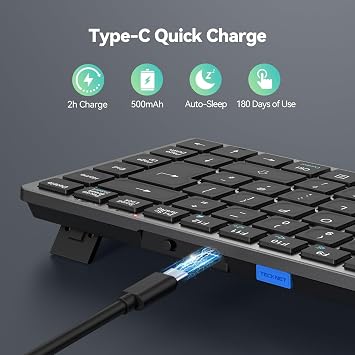 TECKNET Wireless Keyboard, 2.4G Bluetooth Keyboard for 4 Multi Devices