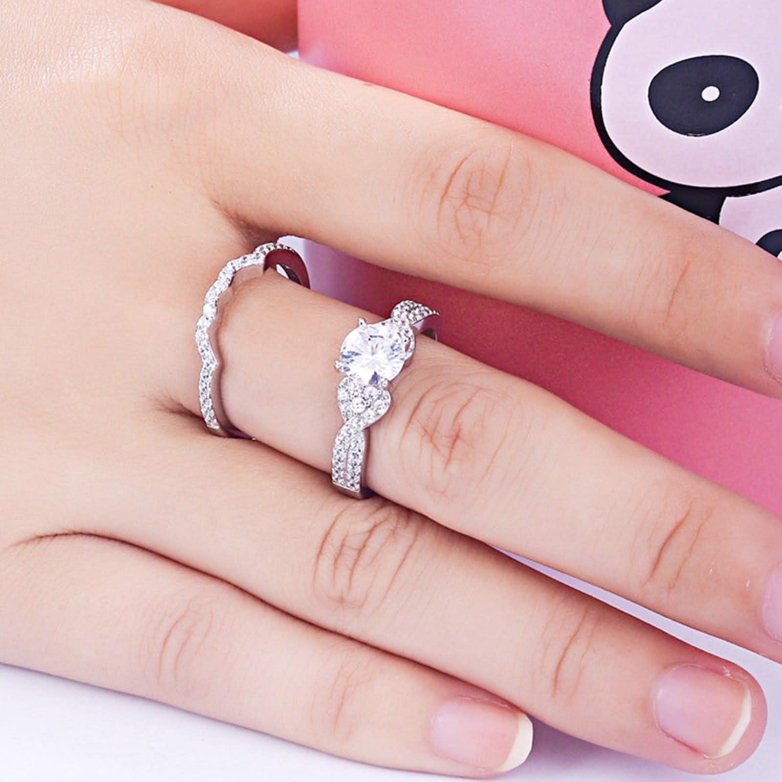 Damenringe aus Sterlingsilber, Entspannungsgeschenke für Frauen, kreuzgedrehtes Sterlingsilber mit Zirkonia