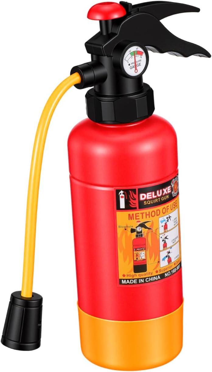 Garneck Fire Extinguisher Toy Water Gun for Kids: Mini Pump Squirt Water Blaster Portable Firefighter Role Play Squirter with Hose for Beach Pool Backyard Summer Outdoor Games