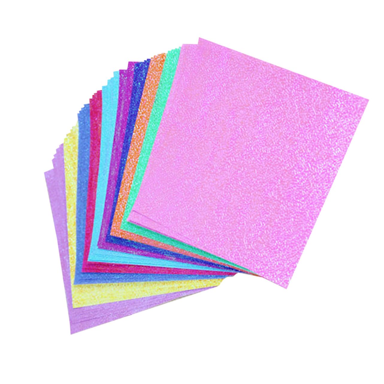 100 Stück Pearlescent Origami Papier Schimmerndes DIY Bastelpapier für Karten Scrapbooking Faltpapier Buntes Stabiles Handmade Papier für Kreative Kunstprojekte Zufällige Farbe