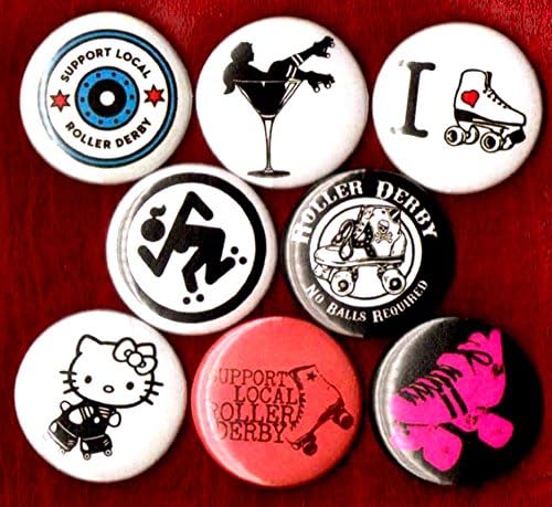 ROLLER DERBY 8 NEW 1" inch (25mm) button pin badge support local heart LOVE girl riot grrrl image 5