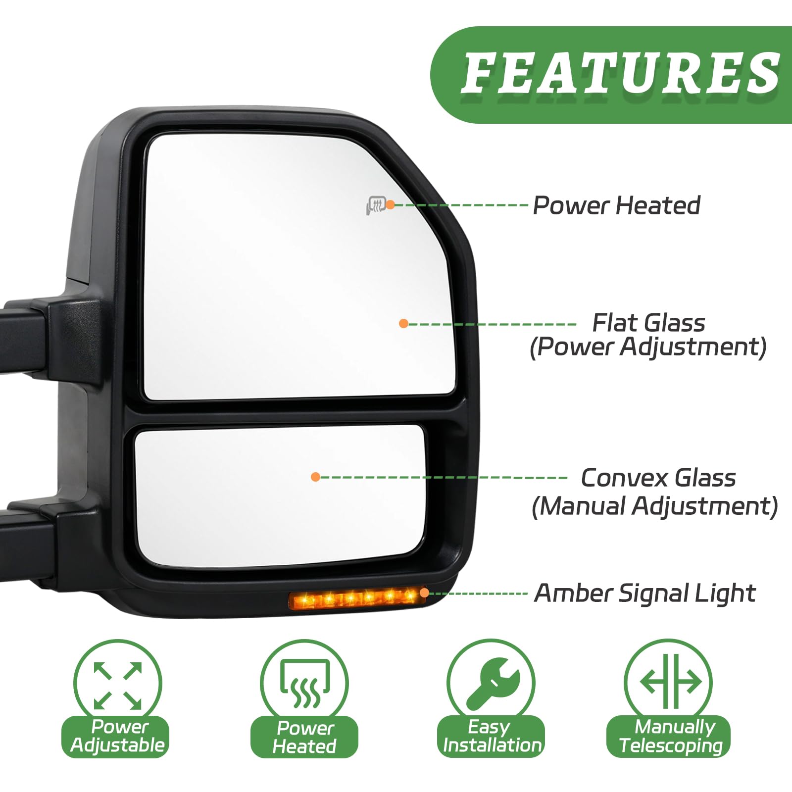 Aazon.co: AKKON - For 99-07 Ford Super Duty Pair of Power + Heated + Turn Signal Black Texture... Aazon.co: AKKON - For 99-07 Ford Super Duty Pair of Power + Heated + Turn Signal Black Texture...