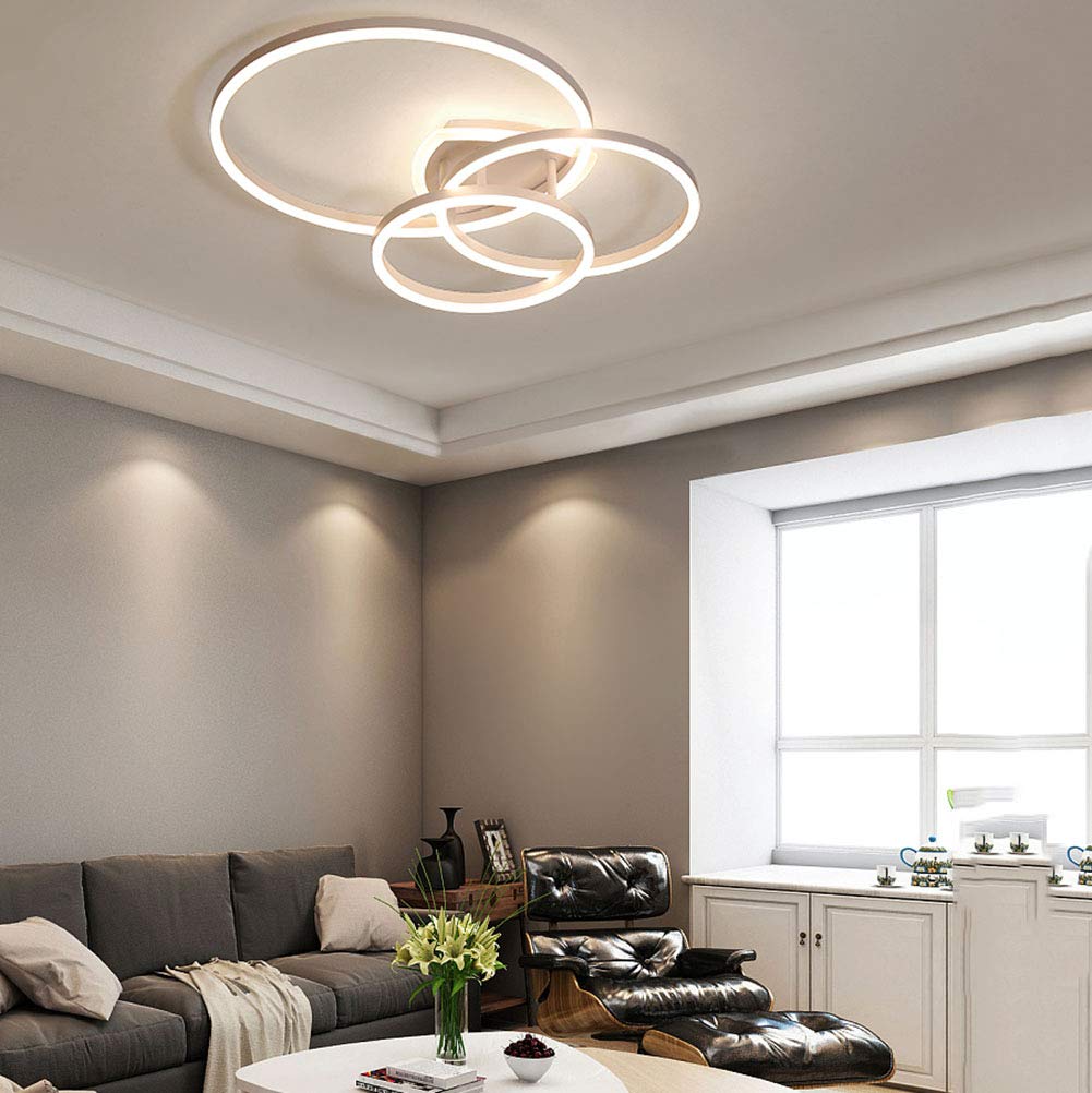Nowoczesna lampa sufitowa LED w kolorze kawy – okrągła aluminiowa lampa sufitowa z pierścieniem do montażu wpuszczanego w sufit do salonu i sypialni