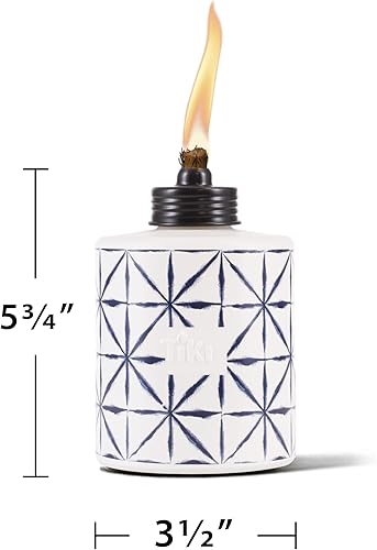 Miniatura 6 de TIKI Antorchas de mesa de vidrio con teñido anudado, paquete de 3, antorchas decorativas de TIKI para exteriores, para patio, patio trasero y