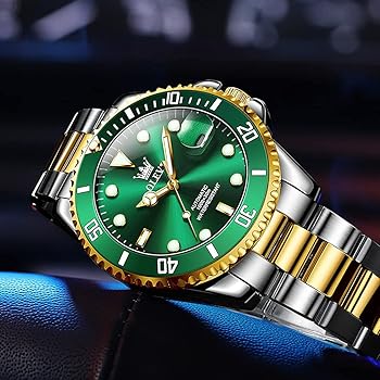 Mise à niveau】Montre automatique OLEVS pour homme, montre mécanique  classique à remontage automatique avec date, lunette rotative  unidirectionnelle de luxe, étanche, grande montre à pointeur lumineux pour  homme, bracelet doré et argenté,