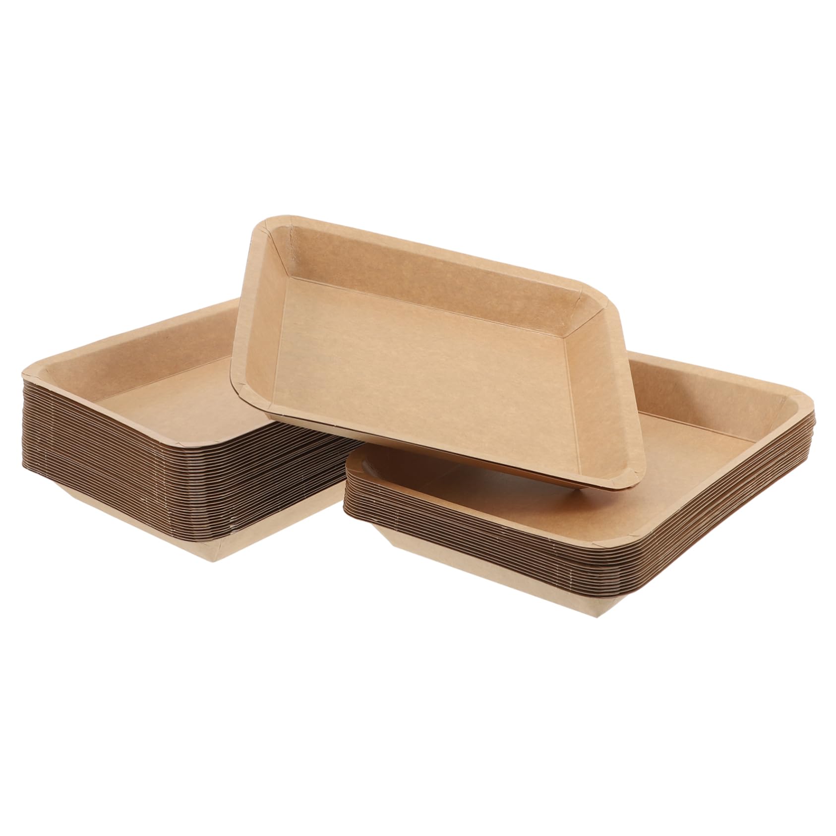 GARVALON 50pcs Disposable Paper Food Trays Leakproof Serving Boats for BBQ Burgers Hot Dogs Fries and Fried Chicken Multiuse Snack Trays for Parties and Gatherings