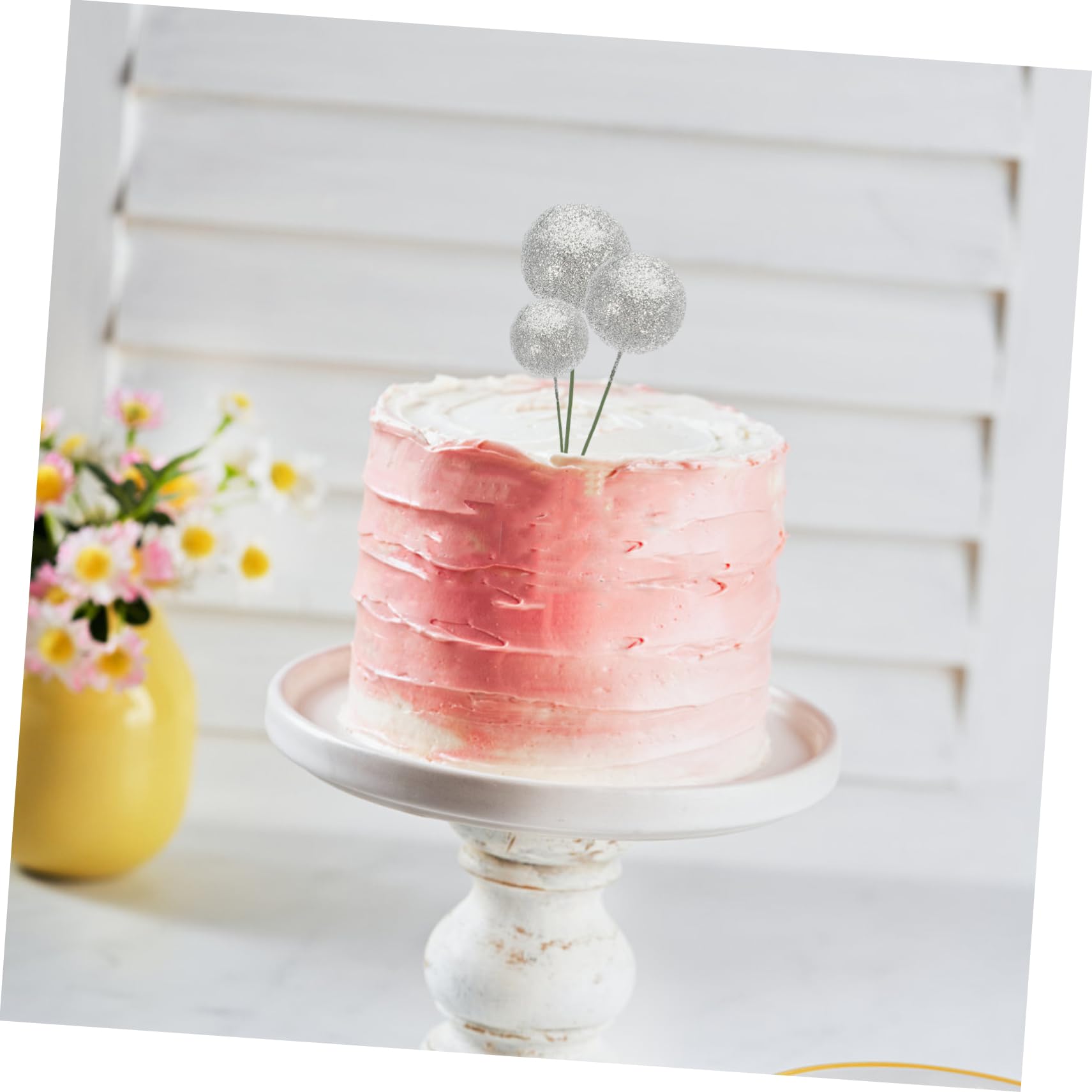 MAGICLULU 20 Pièces Boules de Décoration pour Gâteaux Argentées à Paillettes, en Écume et Fer, pour Cupcakes, Mariage et DIY