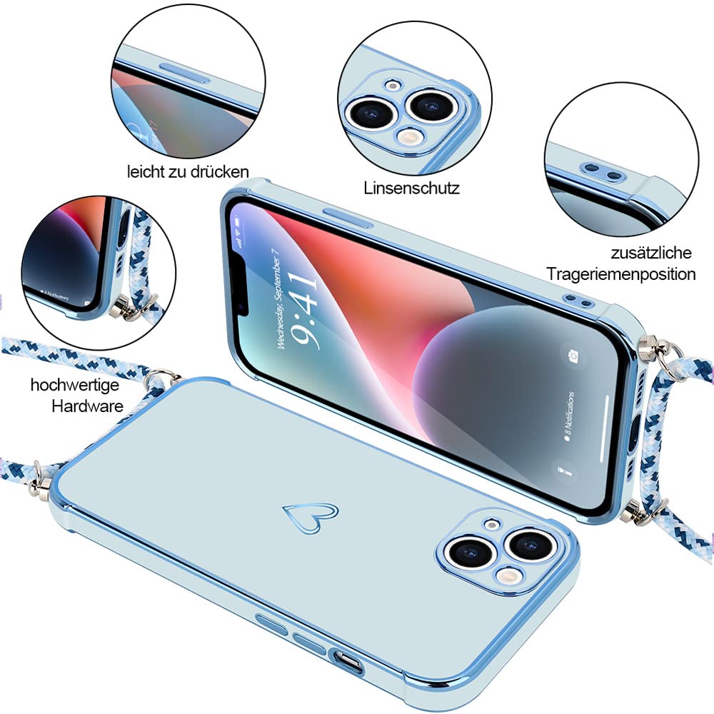 Custodia Con Cordino Per IPhone 14 - Silicone, Protezione Fotocamera, Nero - Foto 10