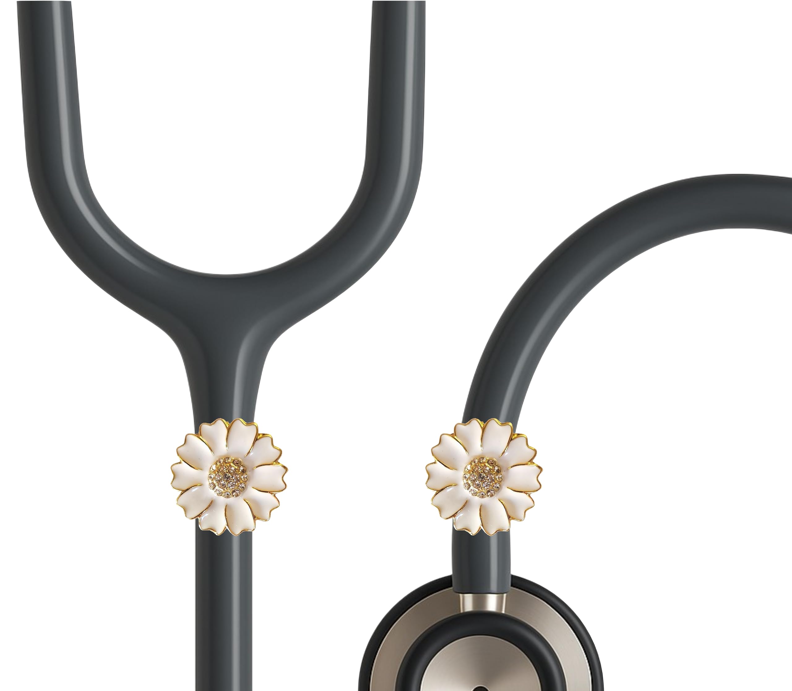 2Pack Camellia Flower Stethoscope Charm, Custom Stethoscope Medical Id Tag for Nurses Doctors, Vets, Medical Students. Medical Accessories for