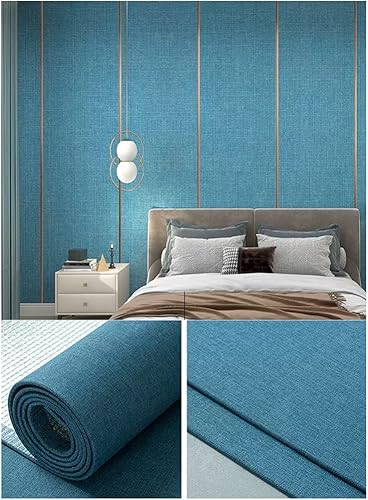 Paneles de papel tapiz de lino para despegar y pegar, paneles de pared 3D insonorizados anticolisión, tela decorativa para garaje o uso en