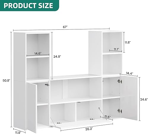 Miniatura 2 de YITAHOME Estantería de 5 niveles con cajón estantería negra moderna con gabinete de almacenamiento estante de almacenamiento de libros resistente