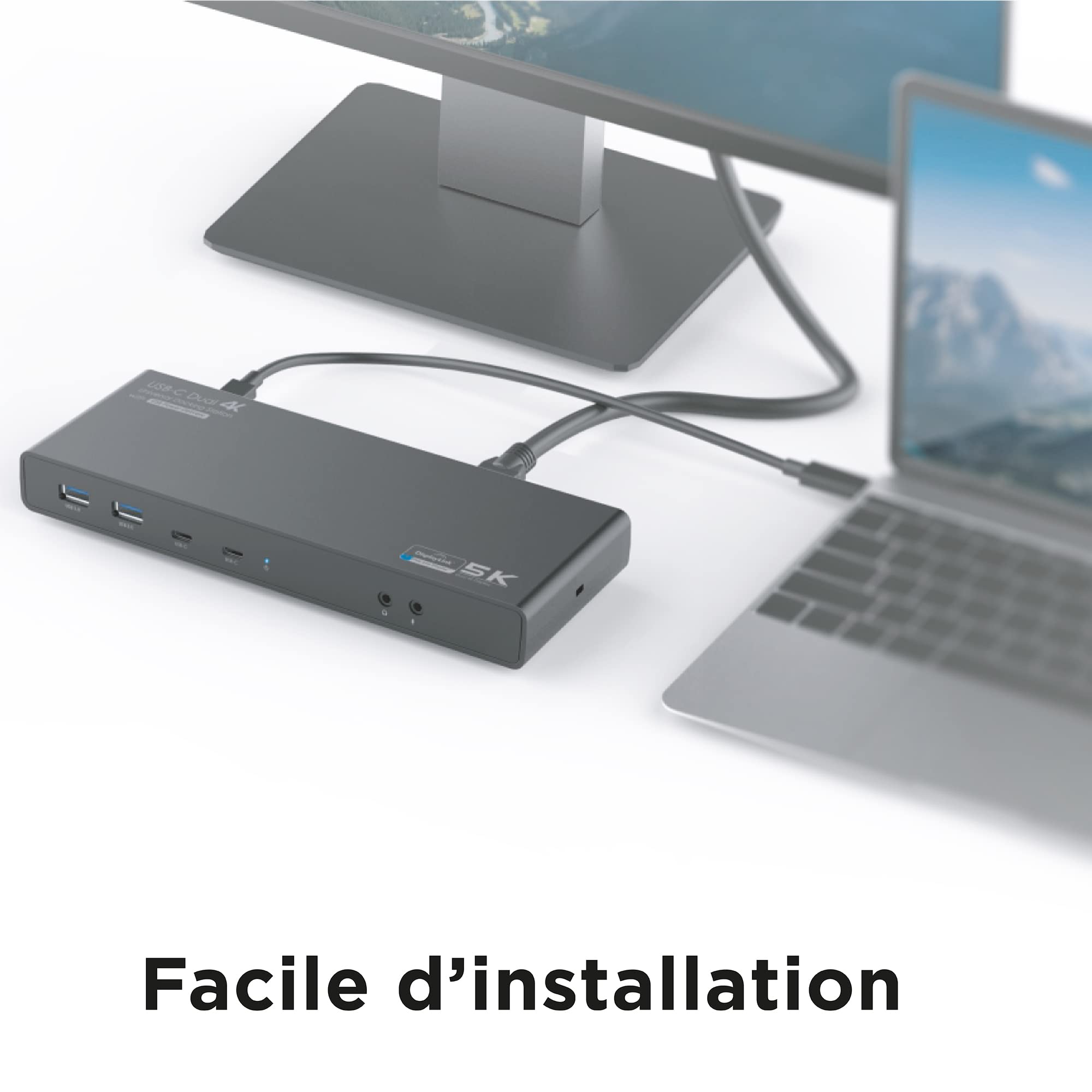 T'nB - Station d’Accueil Double Ecran 4K60Hz, 14 en 1, HDMI et DisplayPort, 4X USB-A 3.0, 2X USB-C 3.0, Compatible Windows, macOS, Linux, Android, Chrome OS