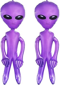 2 Pcs Halloween Inflatable Alien 35.4 Inch Jumbo Inflatable Blow Up Alien Toy Decorations for Birthday Baby Shower Summer Beach Pool Holiday Festival Carnival Alien Theme Party Supplies Purple