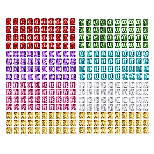 300 Pcs Deadlocks Beads Dreadlock Jewelry Aluminum Hair Cuffs Multi Color Adjustable Metal Cuffs Hair Braiding Beads Hair Decorations Clips (Multi Color)
