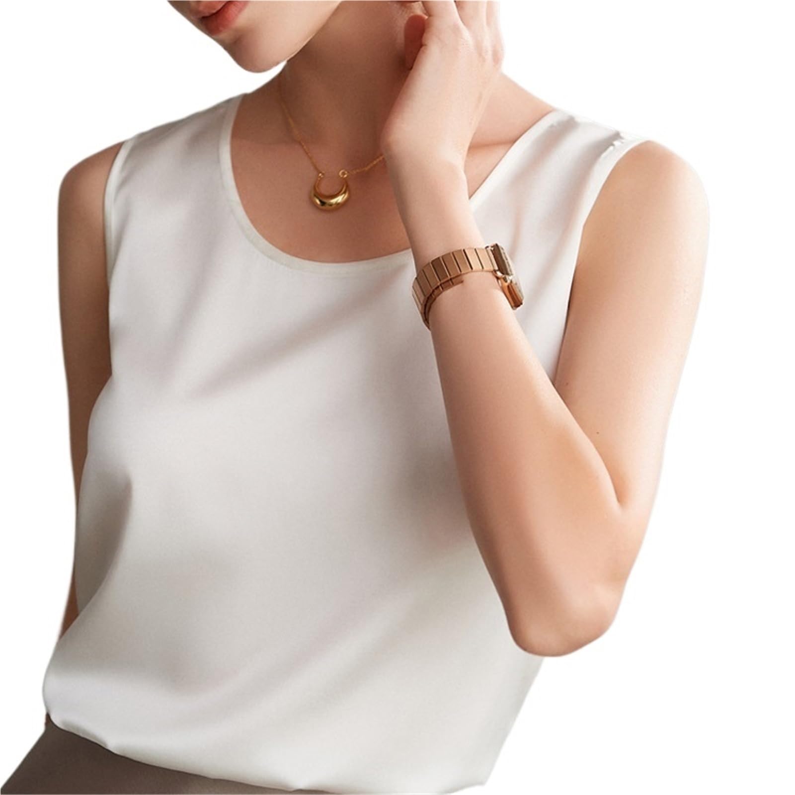 Camisetas sin Mangas de Seda Natural Pura for Mujer, Camisetas básicas, Top sin Mangas de Seda auténtica, Ropa de Verano Multicolor para Uso Diario, Viajes