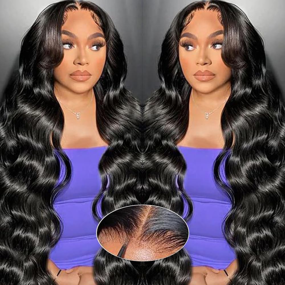 Sponsored Ad - 5x8 Glueless Wigs Human Hair Pre Plucked Pre Cut Body Wave 5x8 Hd Lace Closure Human Hair 180% Density Wear And Go Glueless Wigs Pre Cut(26inch)