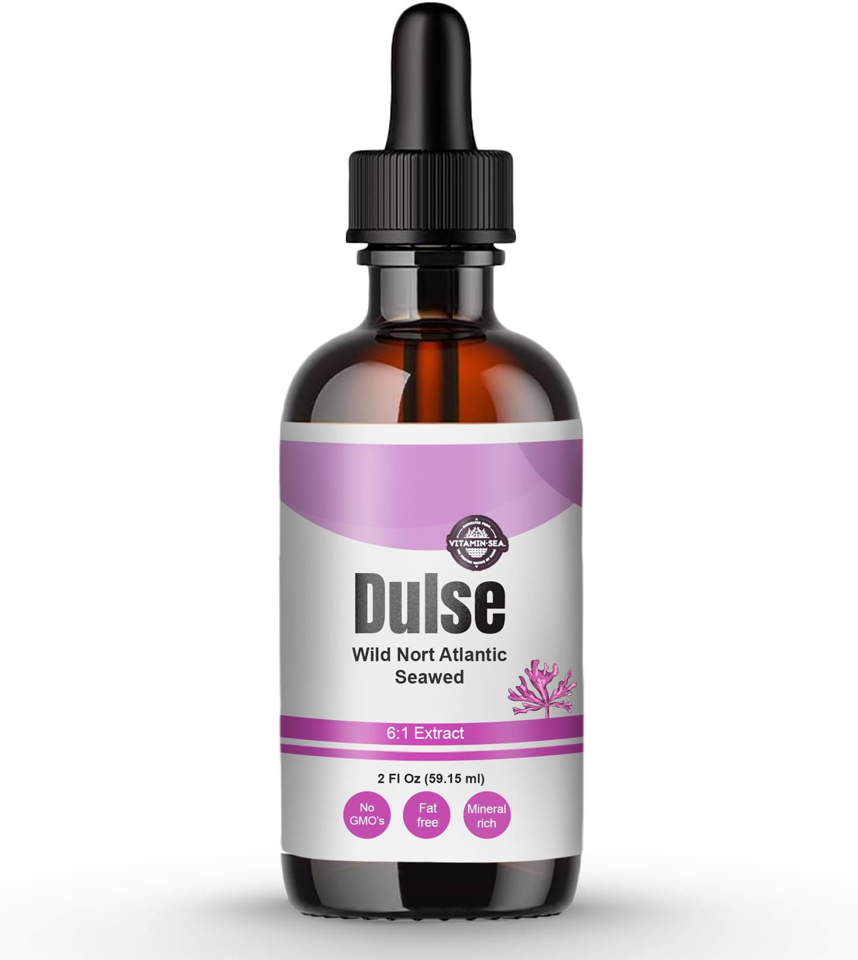 VitaminSEA North Atlantic Dulse Extract, 30 Servings, Raw Liquid Seaweed Supplement Drops, Made from Maine Coast Atlantic Dulse (2 Oz)