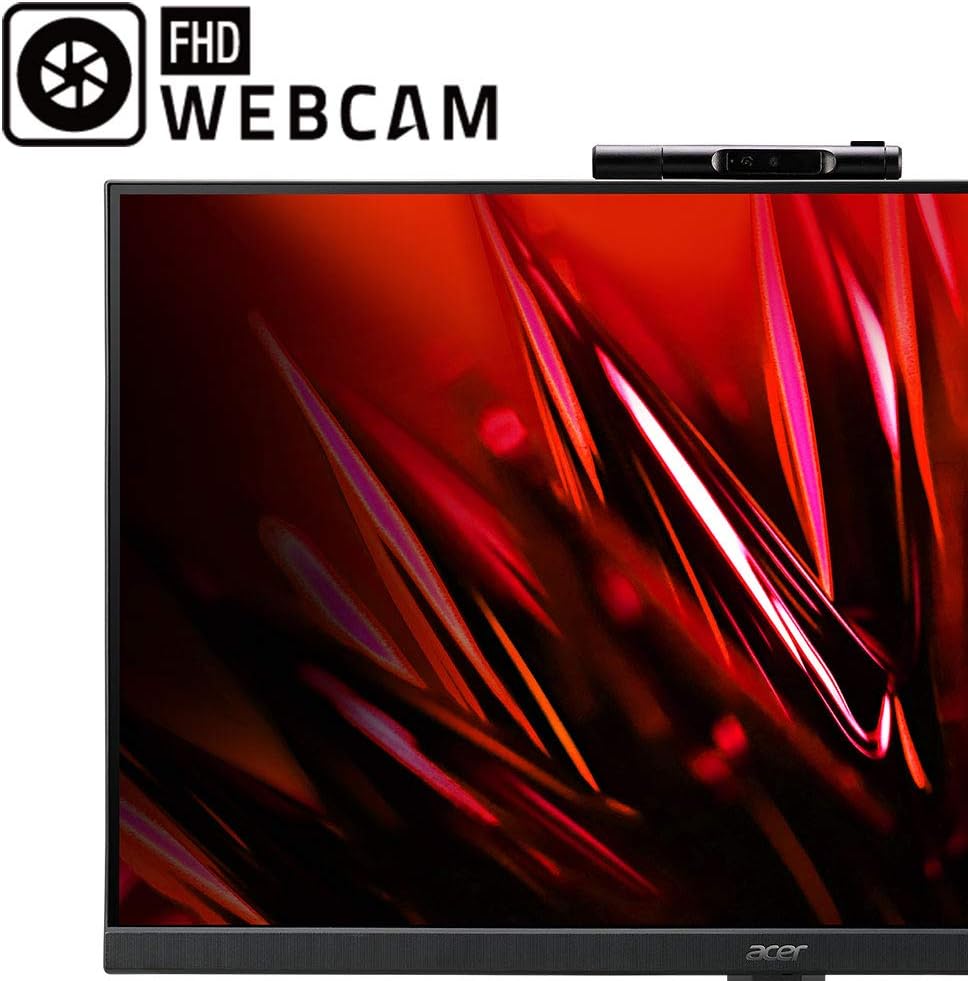 Acer Nitro VG240Y Dbmipcx 23.8" (1920 x 1080) IPS Zero-Frame AMD FreeSync Gaming Monitor with Full HD Adjustable Webcam, 1ms (VRB), 75Hz, (1 x Display Port, 1 x HDMI & 1 x VGA Ports)