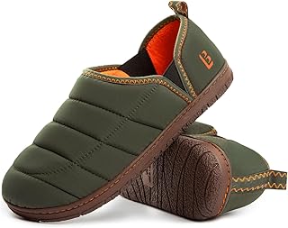 Men's Outdoor Slippers Two Tone Warm Memory Foam Slip On Indoor House Shoes bedroom Loafers