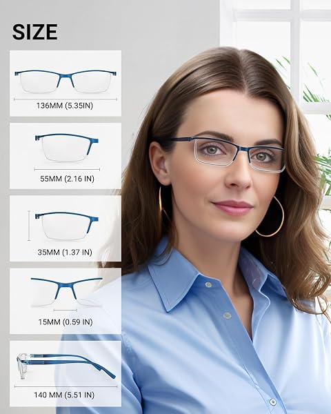 TERAISE 4PCS occhiali da lettura a luce blu anti-luce, uomo e donne occhiali da lettura comodi e leggeri,robusti Lettori uomo per computer inclusa custodia per occhiali da vista - 5