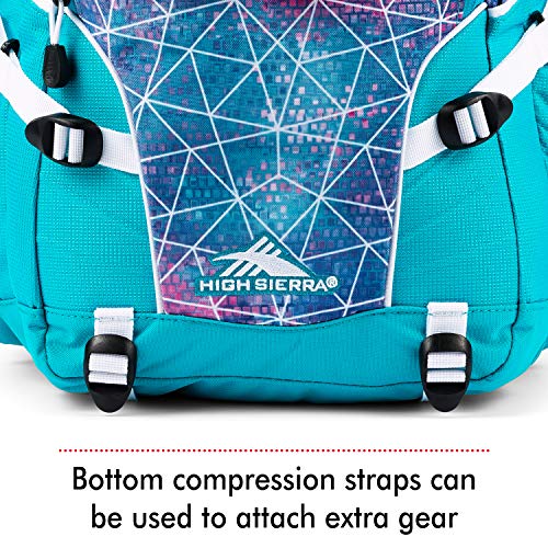 High Sierra Loop Backpack, Travel, Or Work Bookbag With Tablet Sleeve, One Size, Sequin Facets/Bluebird/White #TOP3