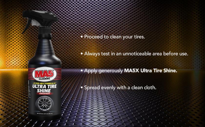 MA5X Ultra Tire Shine | Wet-Look Car Tire Shine Spray & Protectant | Tire Black Finish, No-Sling Formula, Professional Concentrated Shine | 32oz Spray Bottle | Pack of 1 - Image 4