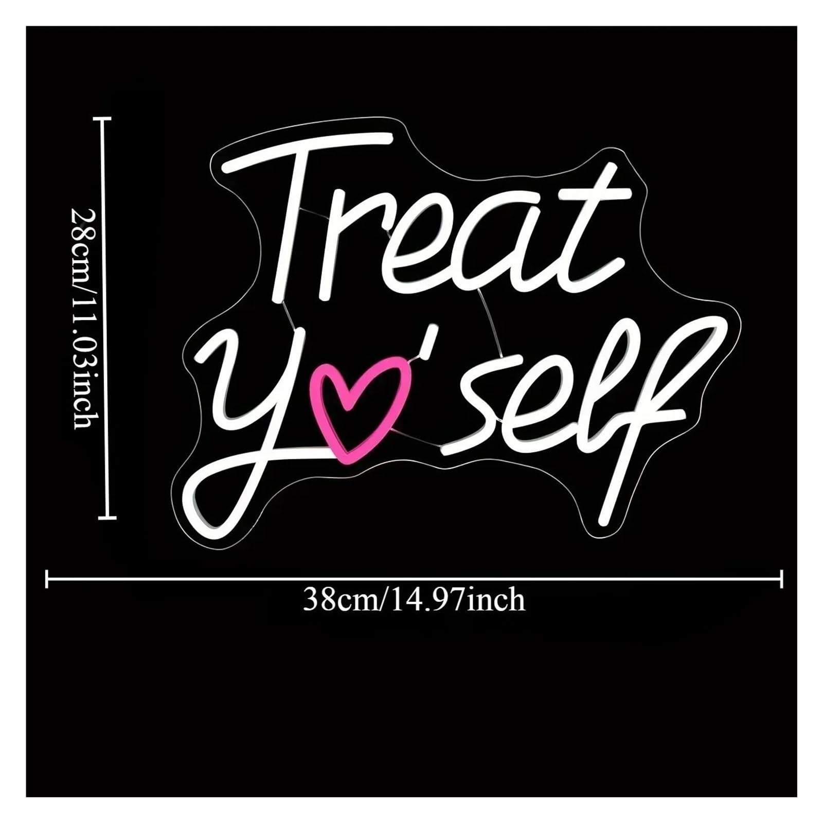 Luz de Diseño de Digital Treat Yourself Letrero Luminoso LED De Neón Alimentación Por USB Para Pared, Bodas, Dormitorios, Fiestas Decoración Brillo Ajustable De 28cm×38cm
