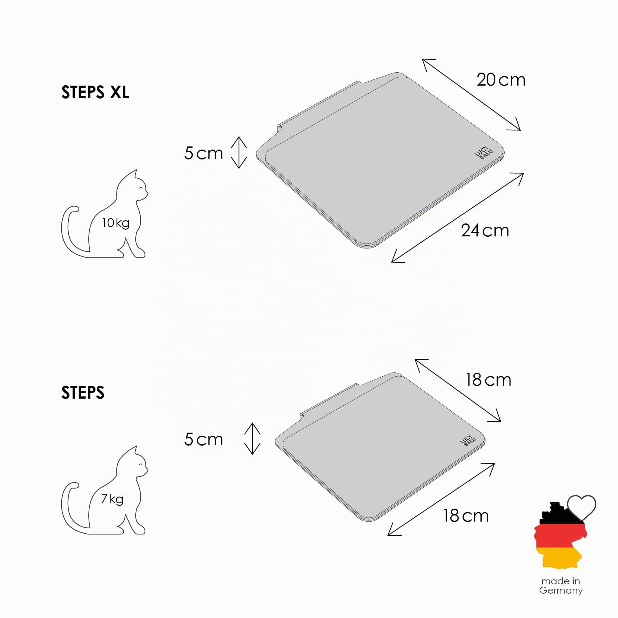LucyBalu® Steps Marches murales pour Chat Lot de 3 I Anthracite