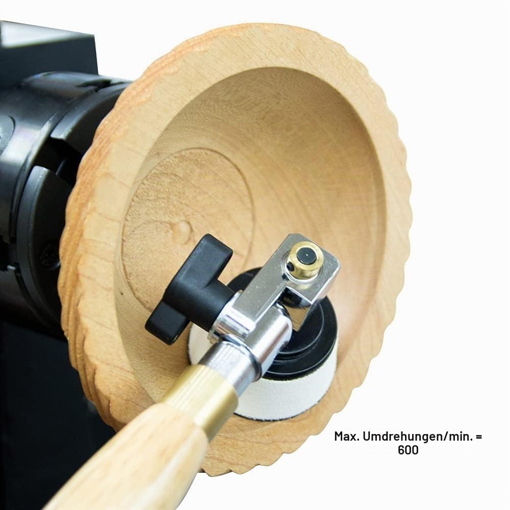 O'SKOOL Bowl Sander with Dual Bearing Head and 50mm Foam Hook,Schüsselschleifer mit drehbarem Spindelkopf,50mm-Schleifscheiben für Holz Drechseln und Schalen