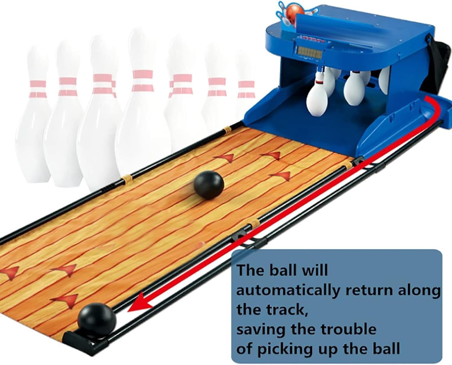 Pista da Bowling per La Casa, Set da Bowling per Bambini, Gioco Elettronico di Bowling, Console per Giochi Sportivi di Bowling da Interno, Ripristino Automatico/Illuminazione/Effetti Sonori