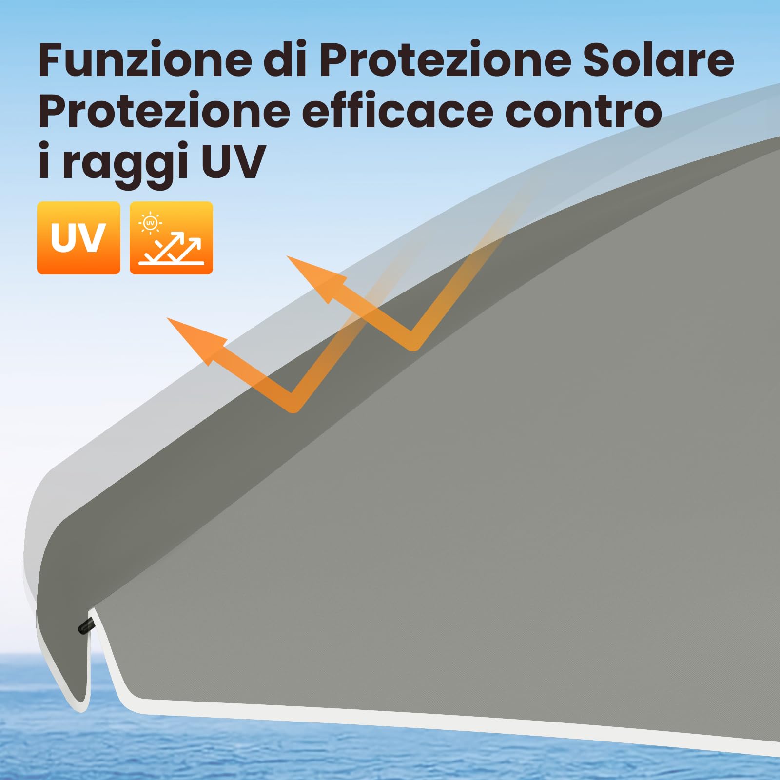 WOLTU Ombrellone da Spiaggia/Giardino con Funzione di Inclinazione e Altezza Regolabile, Tessuto Resistente ai Raggi UV da 180 gsm, Rotondo da 1,55 m Grigio scuro