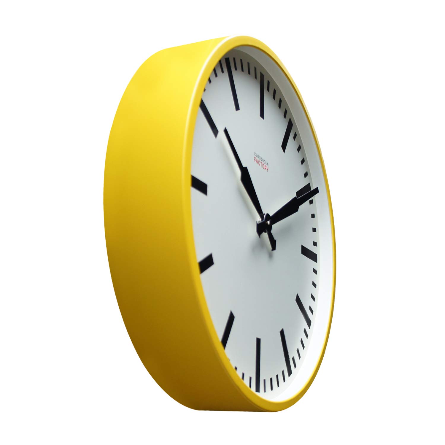 Cloudnola - Reloj de Metal, Estilo Industrial, Reloj de Pared con diseño contemporáneo, Movimiento de Cuarzo silencioso, Amarillo y Negro sin números