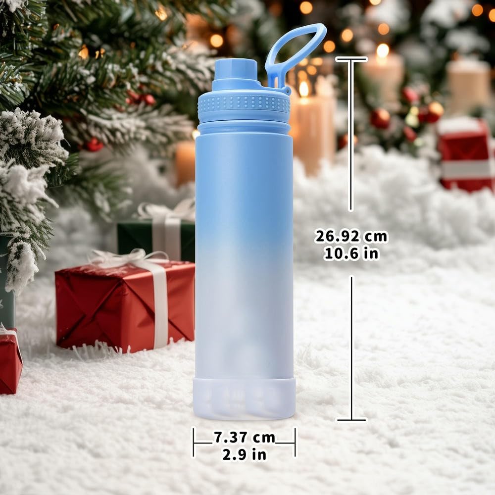 Izolowana butelka na wodę szerokie usta stalowy kubek z pokrywką szczelny podwójna ścianka vacuum flask 24h zimny kołnierz (22oz)