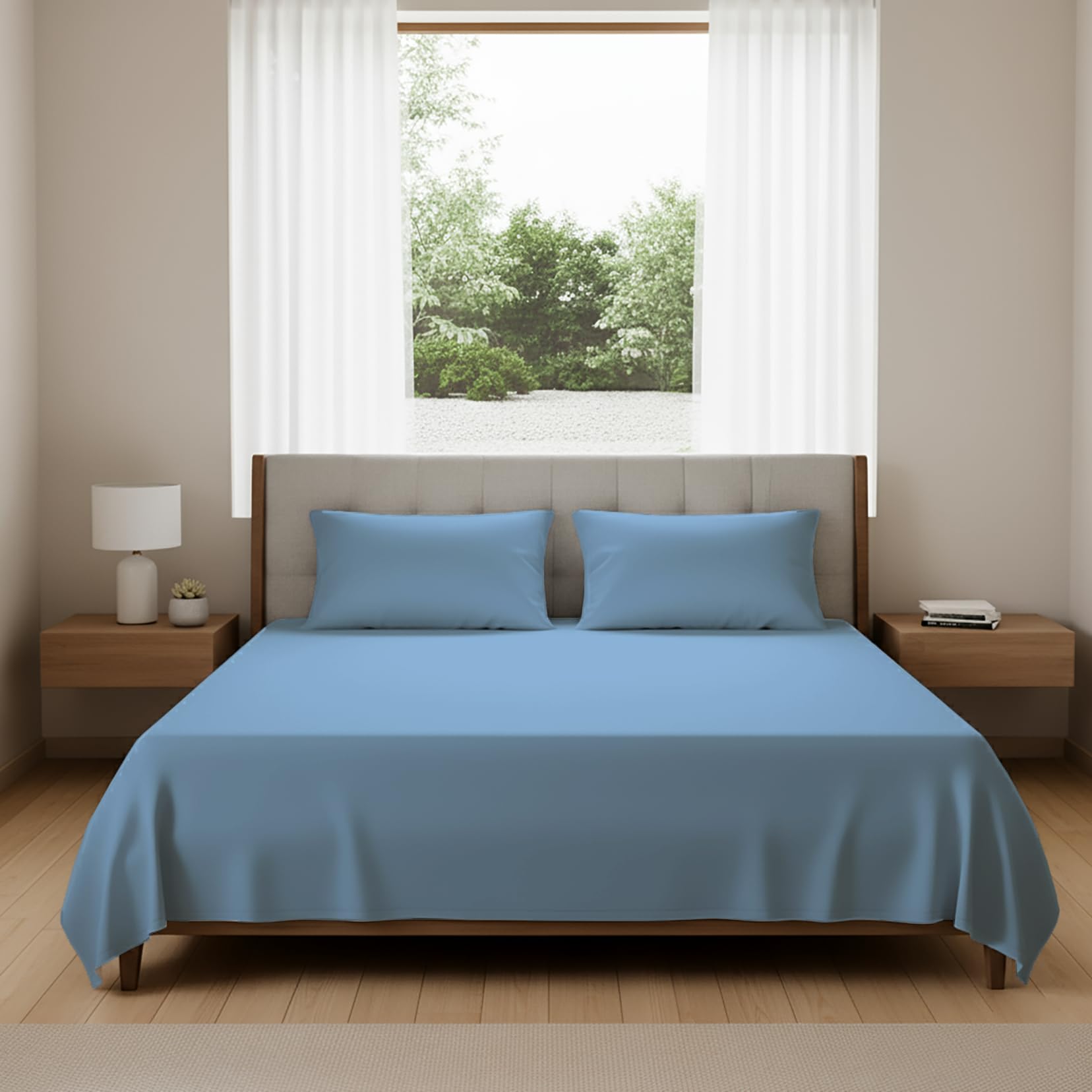 Small Double Flat Sheet, Premium Egyptian Cotton, 400 TC Luxury Bedding, Hotel-Quality Finish, Easy Care, 210 x 250 cm