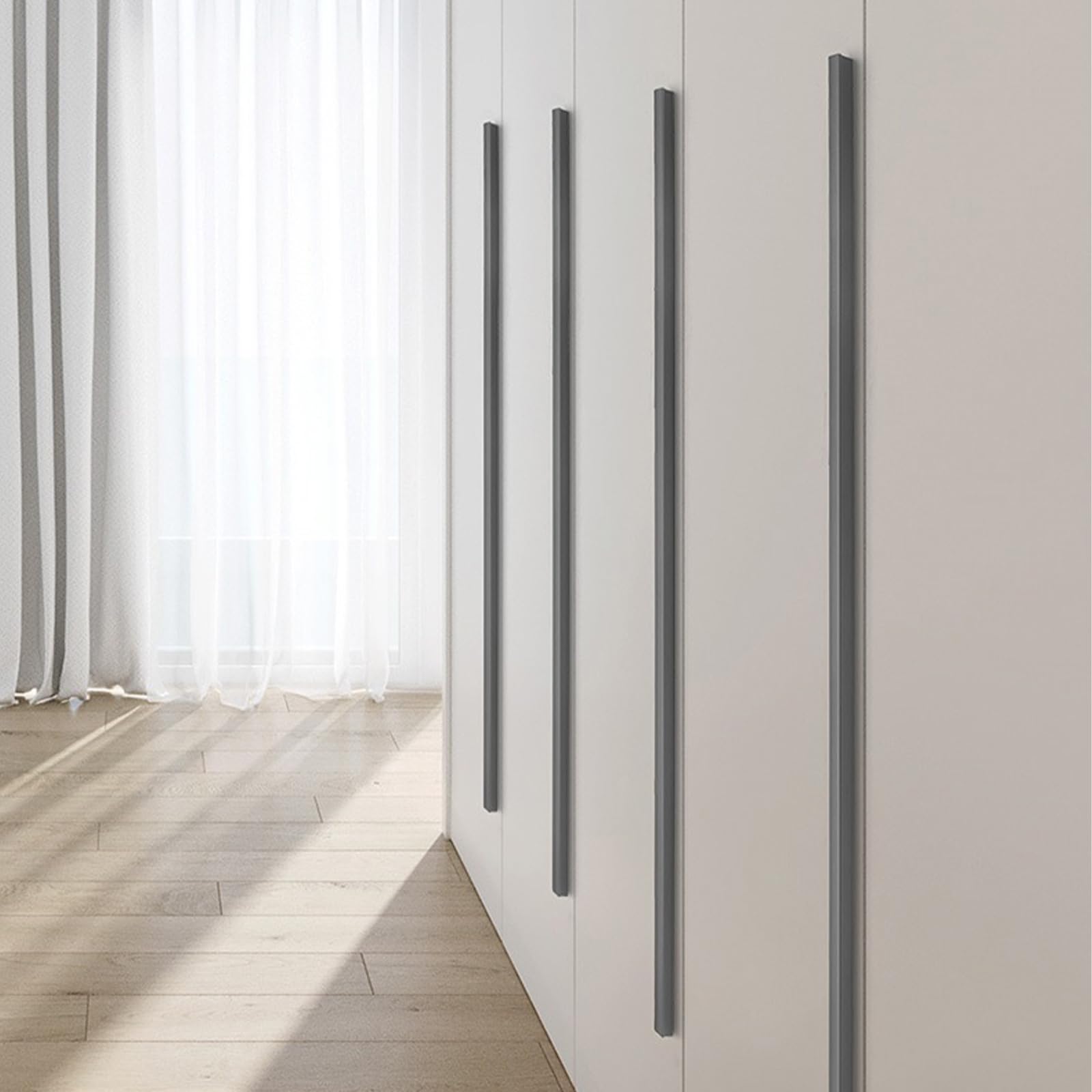 Möbelgriffe Lang,2 Stück Griffe für Schränke Grau Massive Aluminium | Eloxierte Oberfläche T-Zuggriffe Gesamtlänge:60 - 1200 mm Küche Griffe Modern für Schublade Küche 1160mm/45.7in
