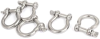 Aexit M6 Stainless Fall Protection Steel D Ring Bow Shackle U Lock Wire Rope Fastener Restraint Ropes & Lanyards 5 Pcs