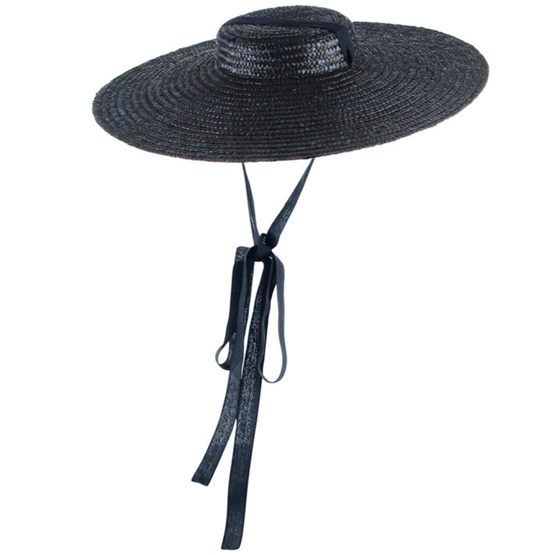 Cappello di Paglia Piatto a Tesa Larga 14x14x6 Pollici per Donna | Tessuto di paglia traspirante, ideale per gite in spiaggia, adatto alla maggior parte delle donne adulte