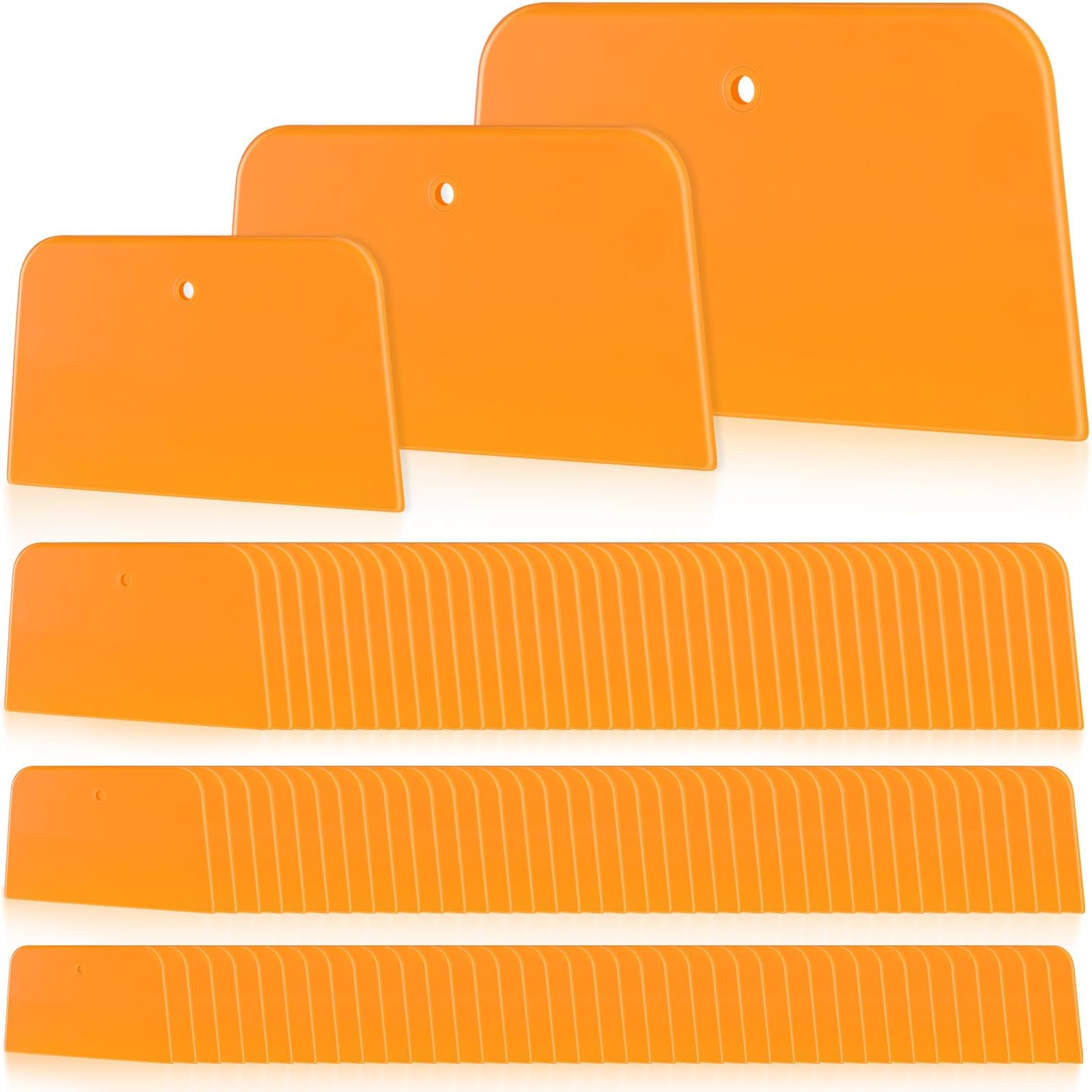 Frienda 6 Pcs Body Filler Spreaders Plastic Auto Putty,3 Sizes | Ideal for Applying Fillers Glazes Caulks Paint, Smoothing Auto Repair Putty, Orange Plastic Tools for Dent Work