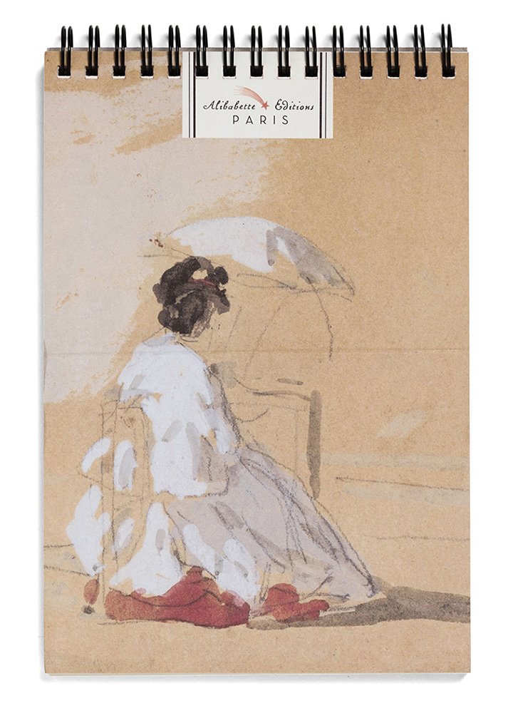 Alibabette Editions Une Elegante by Eugene Boudin Spiral Notebook, 100 Pages, 8 by 5.2" 100g Fine Art Drawing Paper (SPI1007)