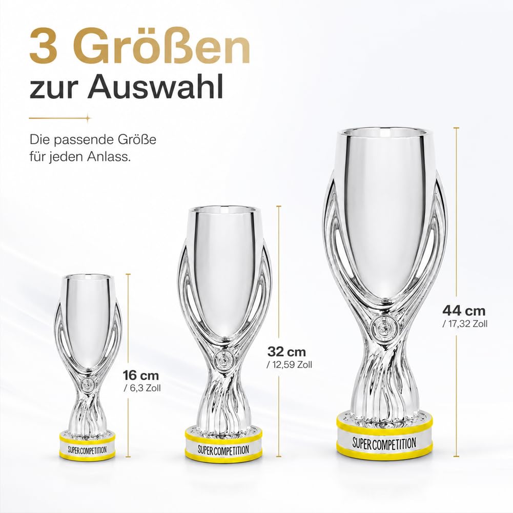 Replik des Europa Supercup Champions Pokal,Sports Sammlerstück | Harz Fußball Trophäe,Fussball League Memorabilia Deko Ausstellungsstück für Büro,Sportsbar, Zuhause, Geschenk für Fußballfans