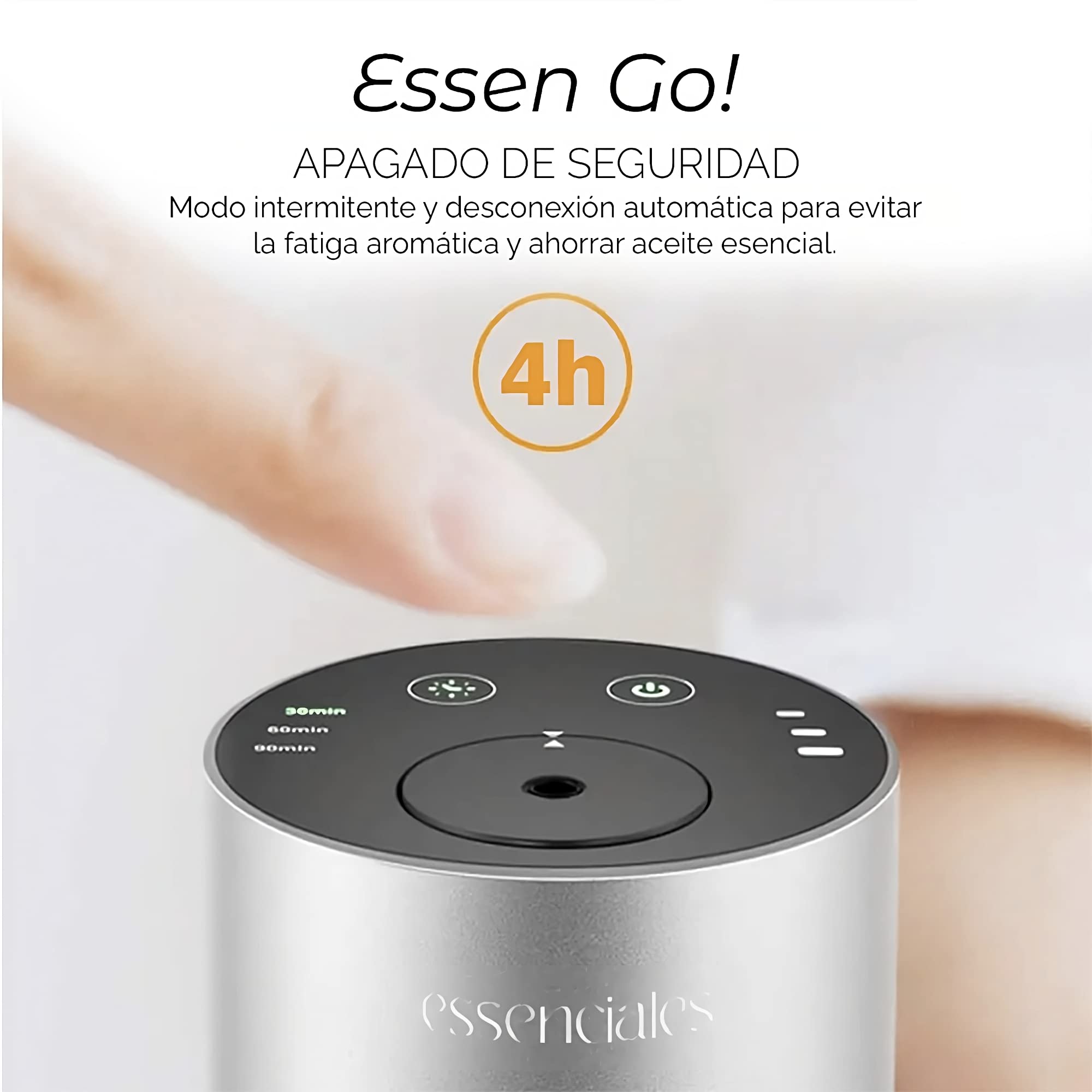 Ambientador Coche ESSENGO con Aceites Esenciales - Sin Agua, ni Cables, Incluye 2 aceites de 10ml de Limón y Eucalipto