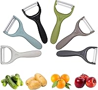 TrezTreamer 6-Pack Y Ceramic Vegetable Peelers - Sharp Non-Slip Potato Peeler Set for Carrots, Apples, Zucchini & More