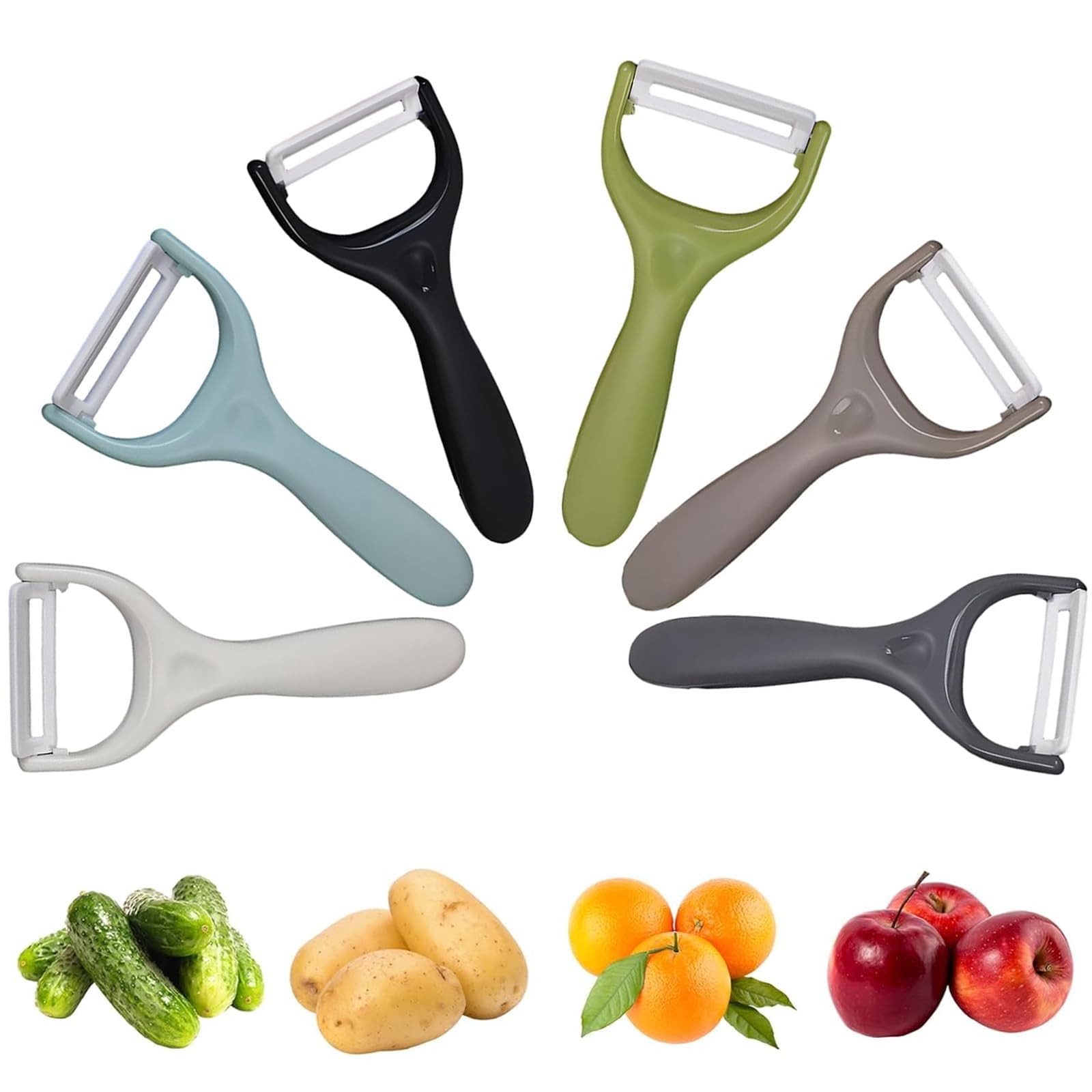 Trez Treamer 6-Pack Vegetable Peelers for Kitchen，Y Ceramic Peeler Safe Potato Peeler Set for Apple Veggie Carrot Fruit Zucchini Cucumber Peelers Bulk with Non-Slip Handle (Y) — image 1