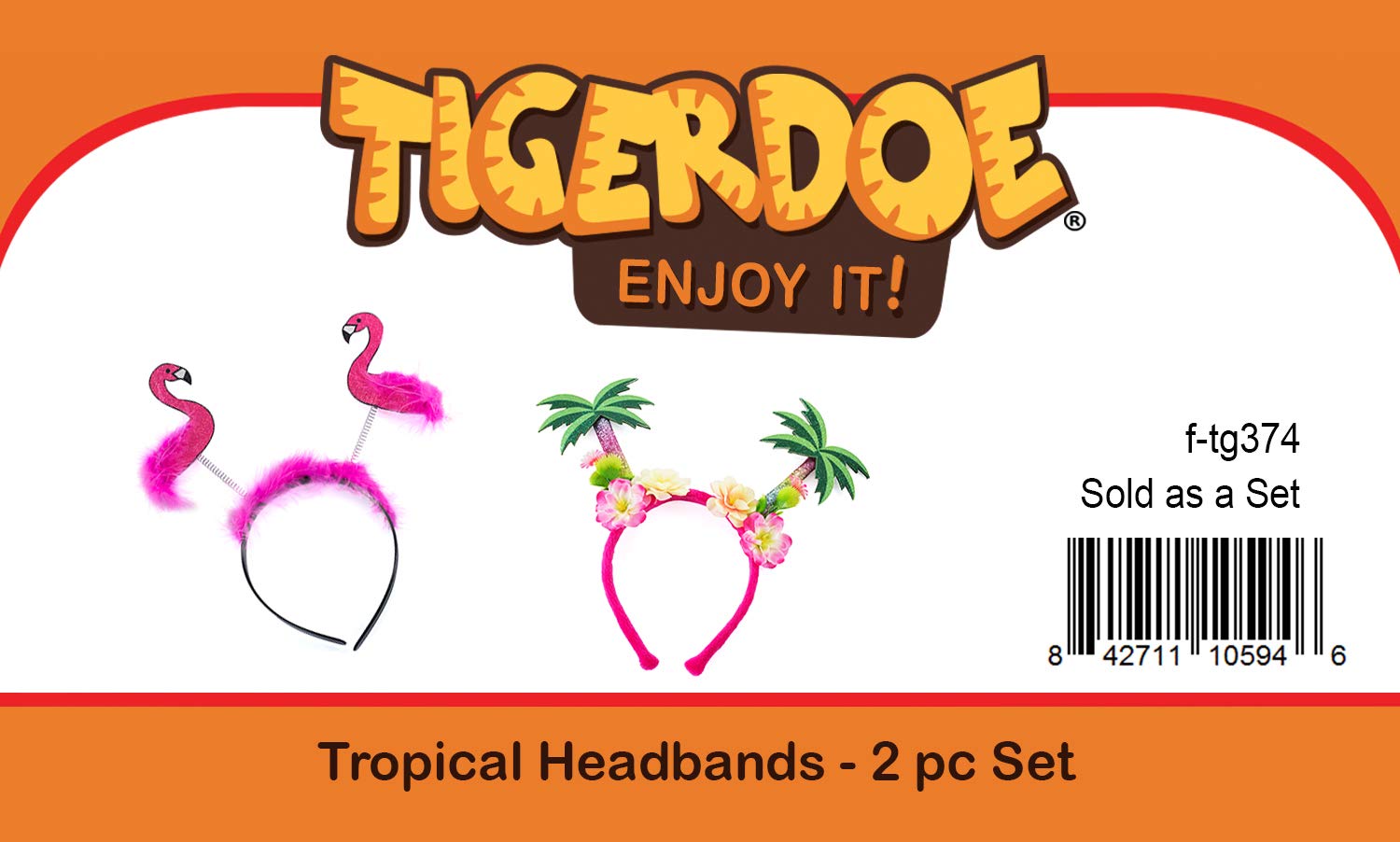 Tigerdoe Tropical Headbands - Flamingo Head Boppers - Luau Party Headbands - Palm Tree Headbands - 2 Pc : Clothing, Shoes & Jewelry