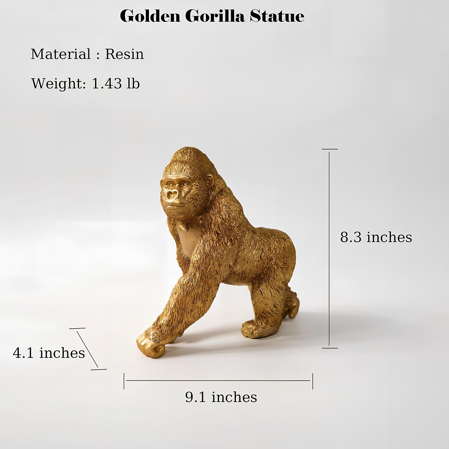 Amazon.com: ZKSYLSM Golden Resin Gorilla Statue, 8.3