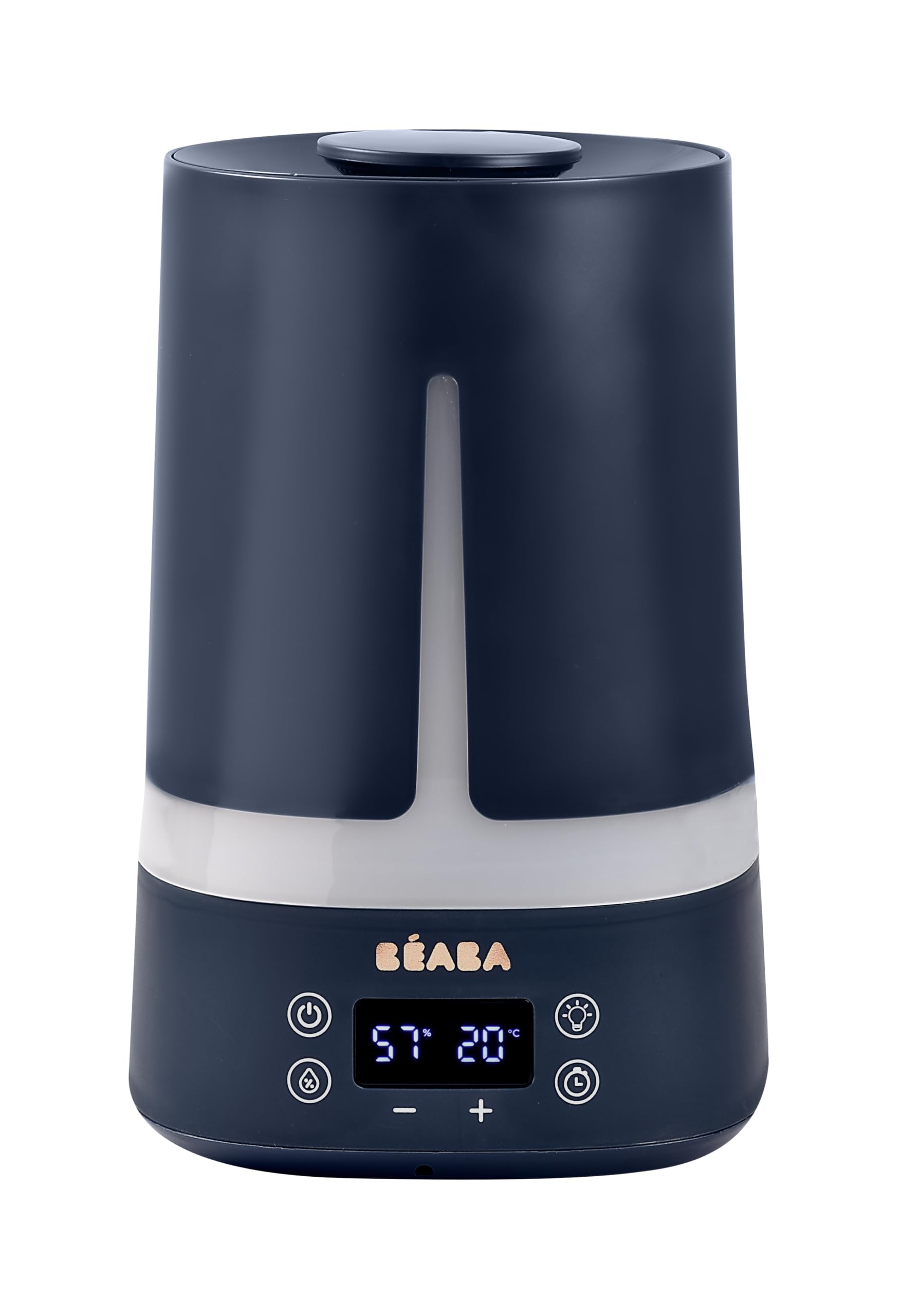 BÉABA, Humidificador De Aire Para Habitación De Bebé, 4L, 27h De Autonomía, Silencioso, Luz Nocturna 7 Colores Con 3 Niveles De Brillo, Boquilla 360°, 2 Modos, Pantalla LED, Temporizador, Arcilla
