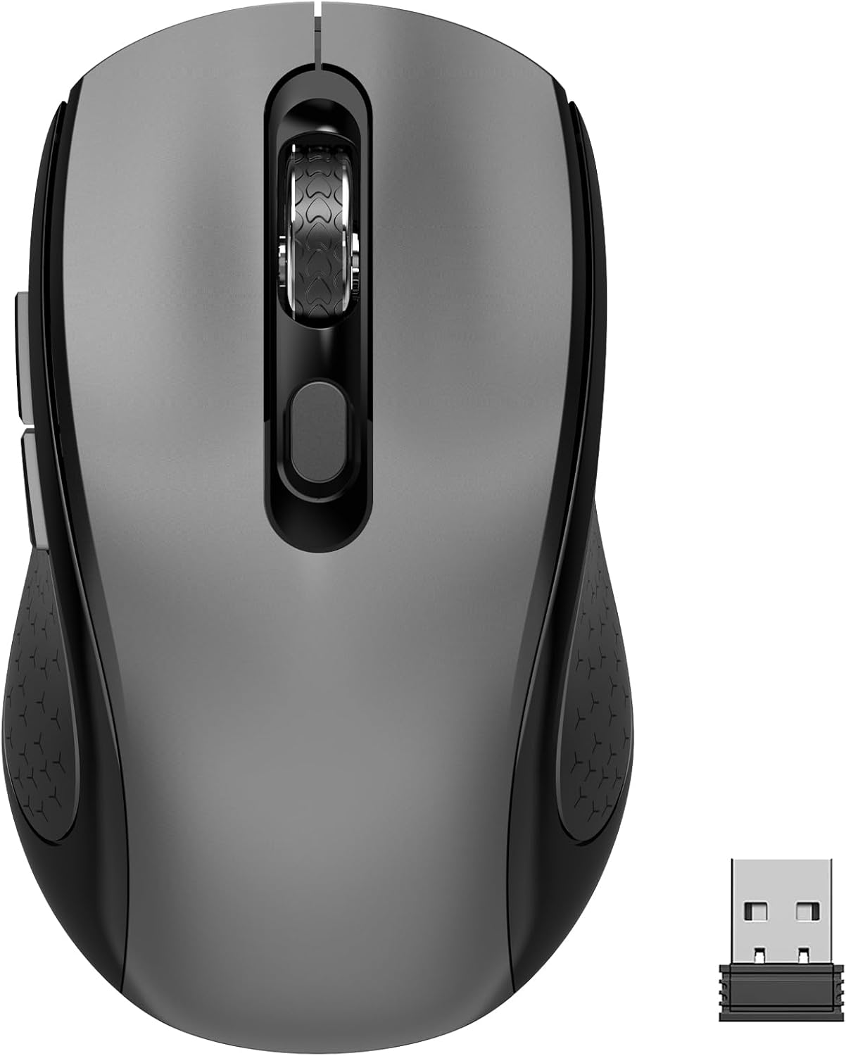 Ratón inalámbrico con botones laterales, 2400 DPI, rueda de desplazamiento antideslizante, adecuado para computadoras portátiles, PC, Chromebooks,