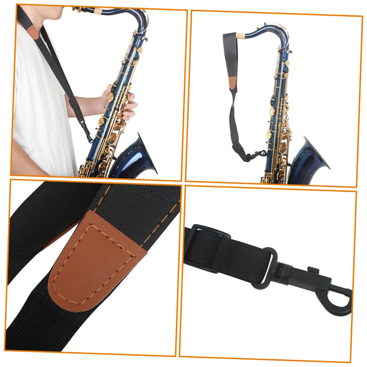 HANABASS Adjustable Saxophone Neck Strap Comfortable Padded Belt for Alto Tenor Sax Durable Design Effortlessly Distributes Weight for Beginners Professionals