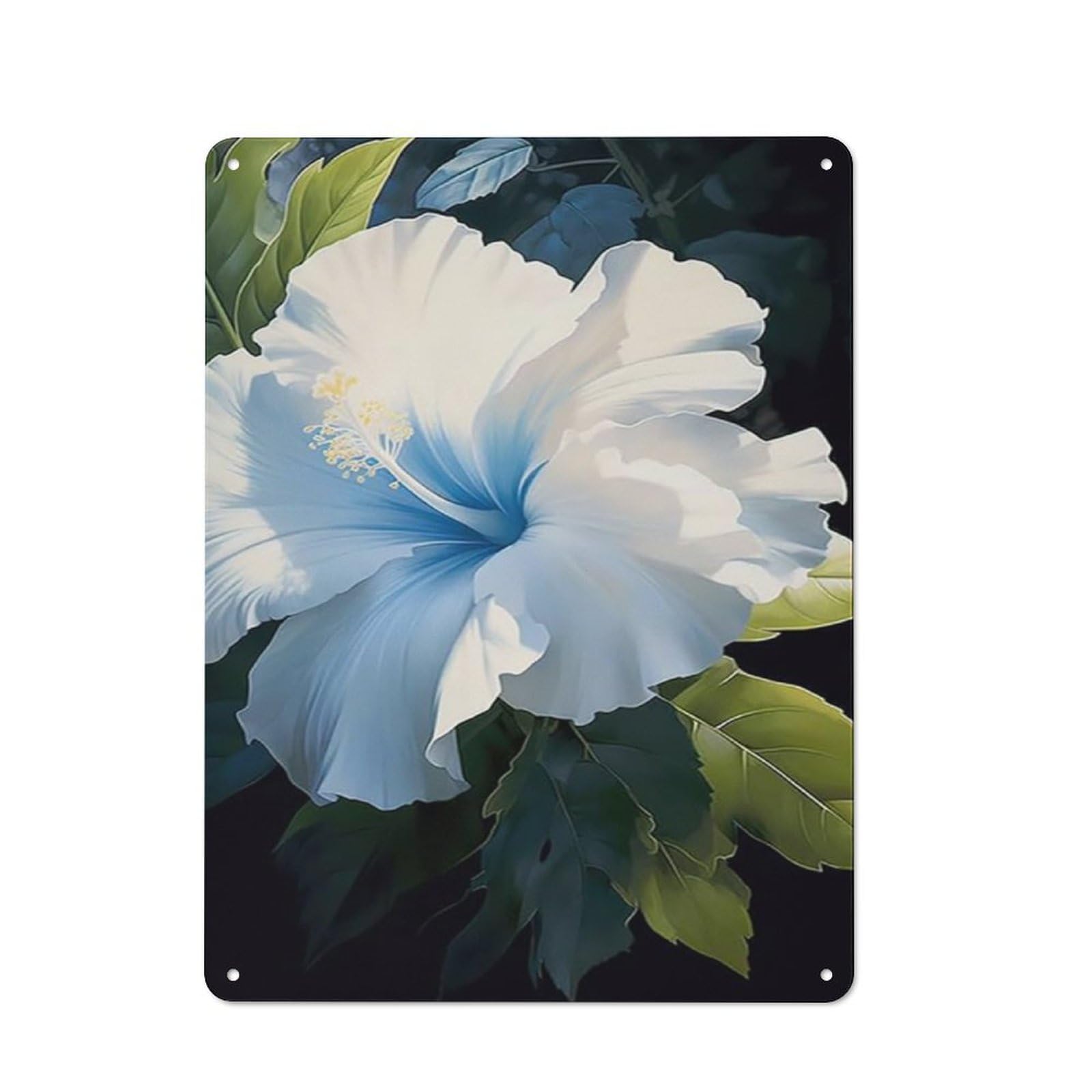 Rustic Metal Tin Sign, Blue Bloom Floral Wall Art, Fresh Flower Printed Painting, Soft Aesthetic Decor for Living Room Bedroom Indoor, 12x8 Inch